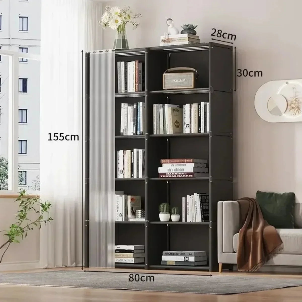 6/5 Layers Dustproof Wardrobe Storage Cabinet Bookshelf - Ongo24