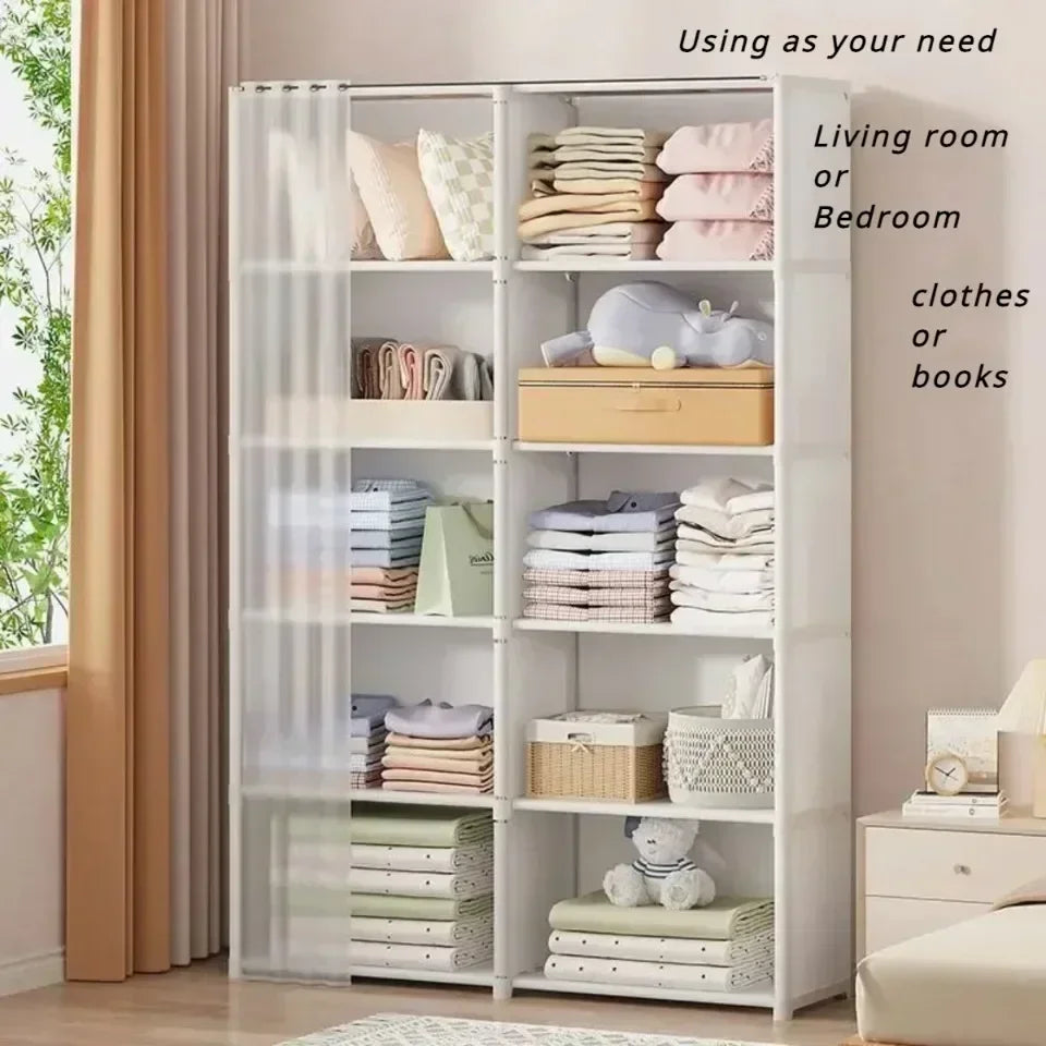 6/5 Layers Dustproof Wardrobe Storage Cabinet Bookshelf - Ongo24