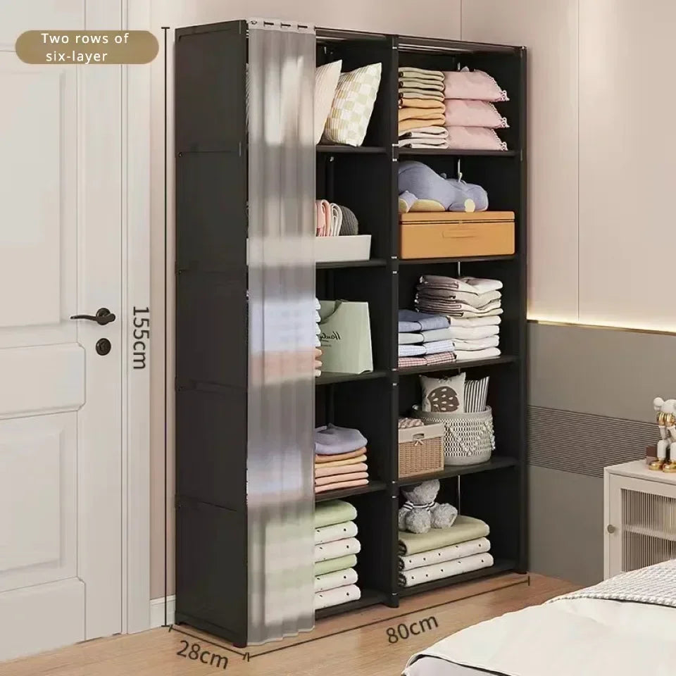 6/5 Layers Dustproof Wardrobe Storage Cabinet Bookshelf - Ongo24