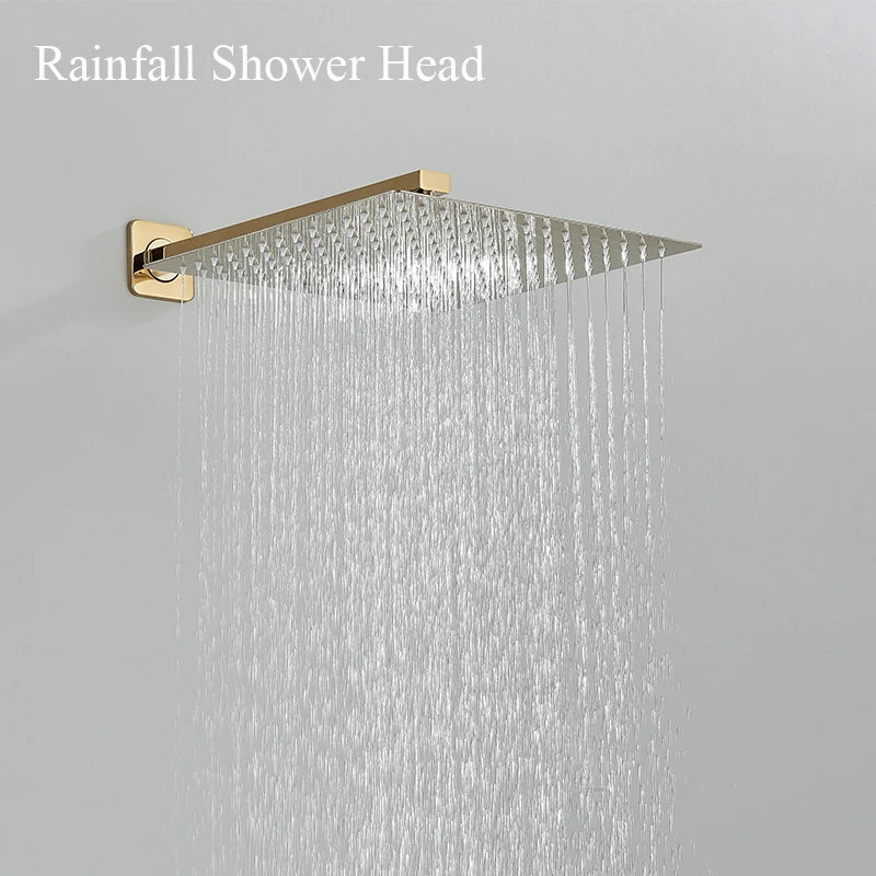 Brass Shower Head 8/10/12inch Faucet Concealed In-wall Installation Shower System Rainfall Bathroom Faucets Hot&Cold Mixer Crane - Ongo24