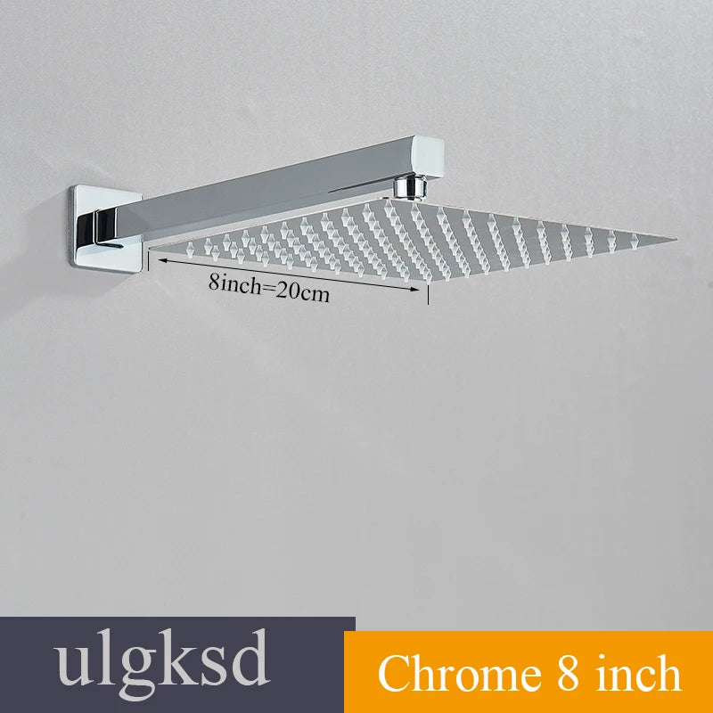 Brass Shower Head 8/10/12inch Faucet Concealed In-wall Installation Shower System Rainfall Bathroom Faucets Hot&Cold Mixer Crane - Ongo24