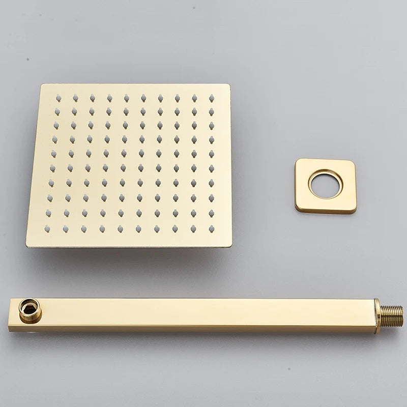 Brass Shower Head 8/10/12inch Faucet Concealed In-wall Installation Shower System Rainfall Bathroom Faucets Hot&Cold Mixer Crane - Ongo24