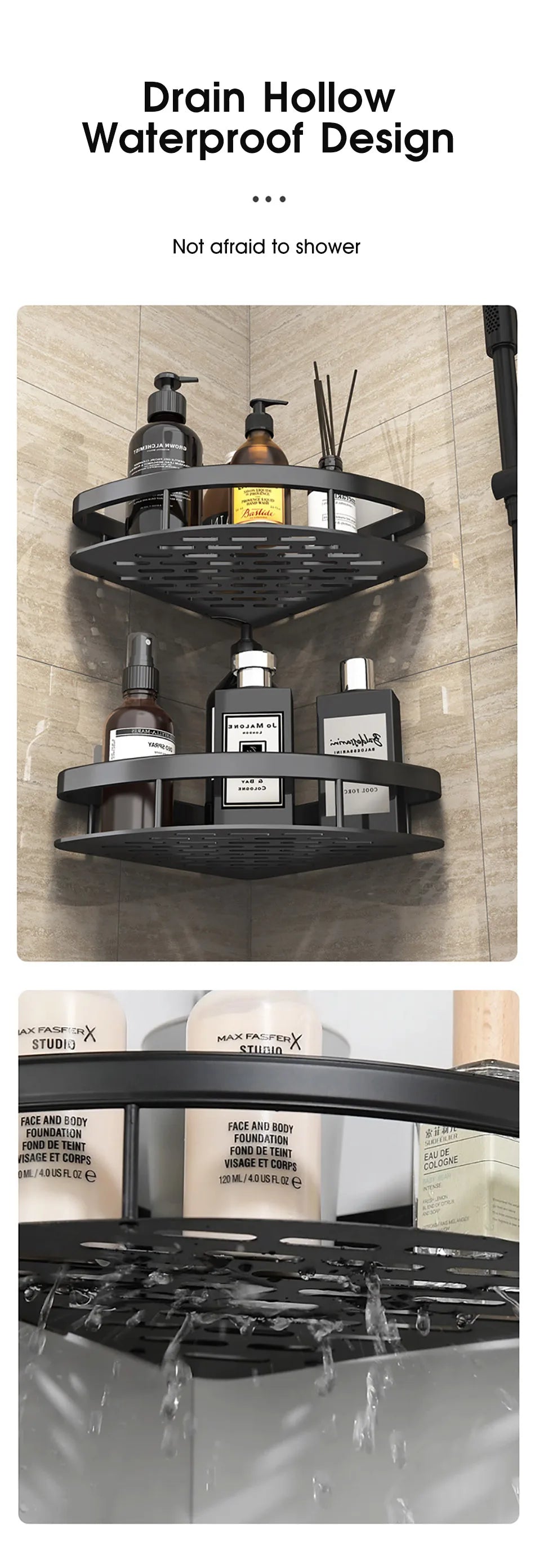 No Drill Wall Mount Bathroom Corner Shelf - Ongo24