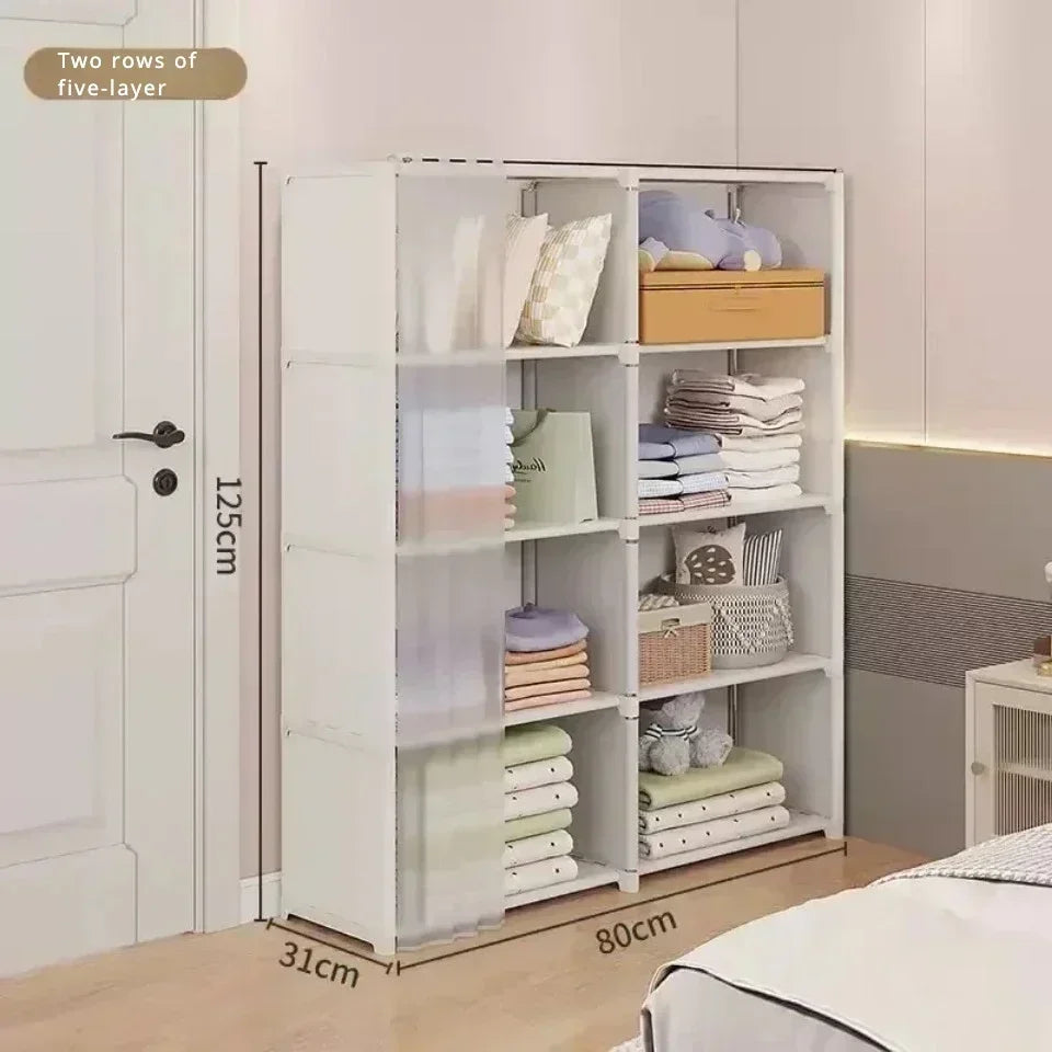 6/5 Layers Dustproof Wardrobe Storage Cabinet Bookshelf - Ongo24