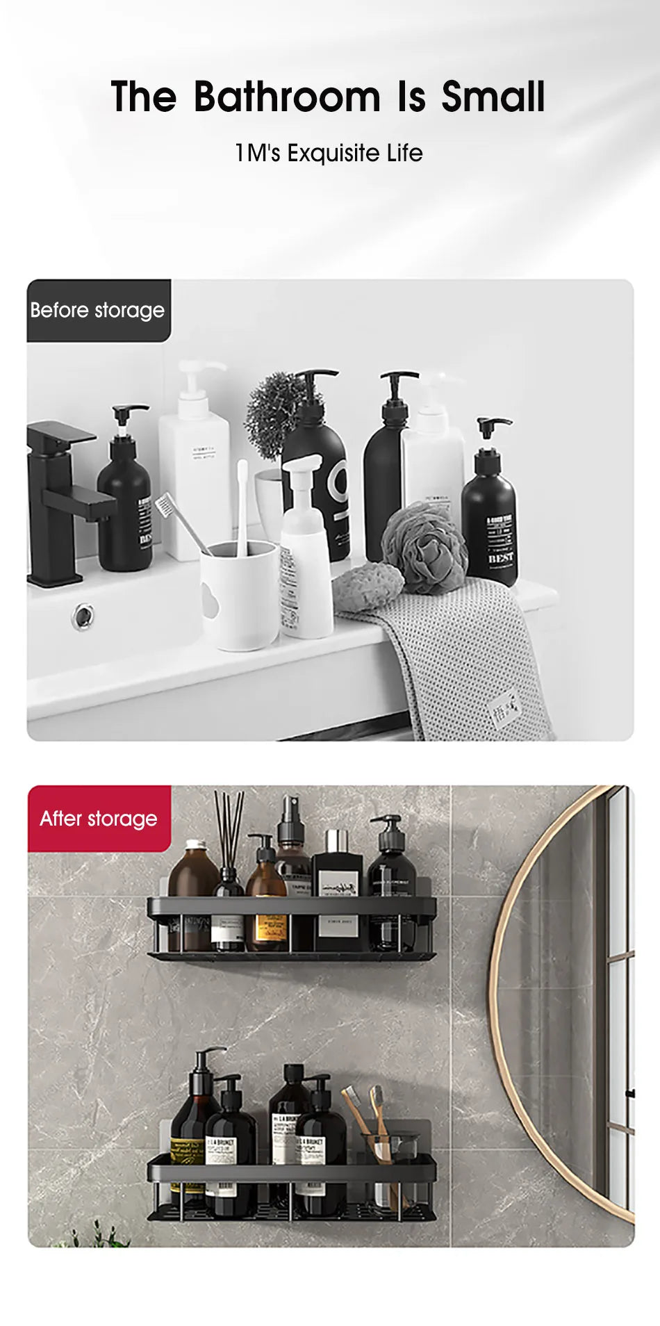 No Drill Wall Mount Bathroom Corner Shelf - Ongo24