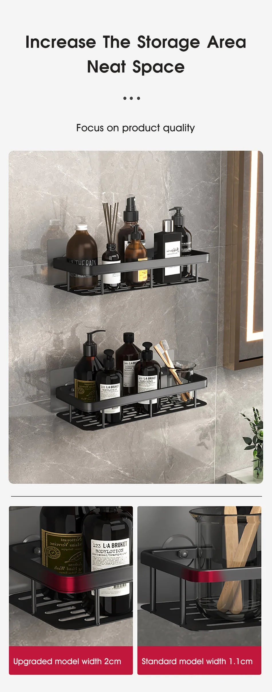 No Drill Wall Mount Bathroom Corner Shelf - Ongo24