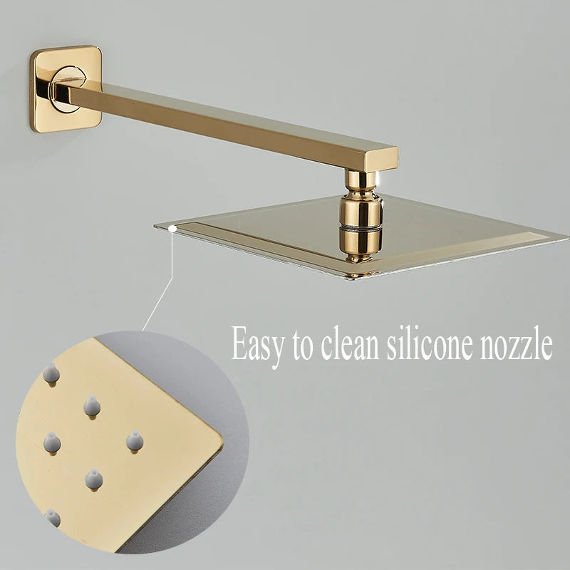 Brass Shower Head 8/10/12inch Faucet Concealed In-wall Installation Shower System Rainfall Bathroom Faucets Hot&Cold Mixer Crane - Ongo24