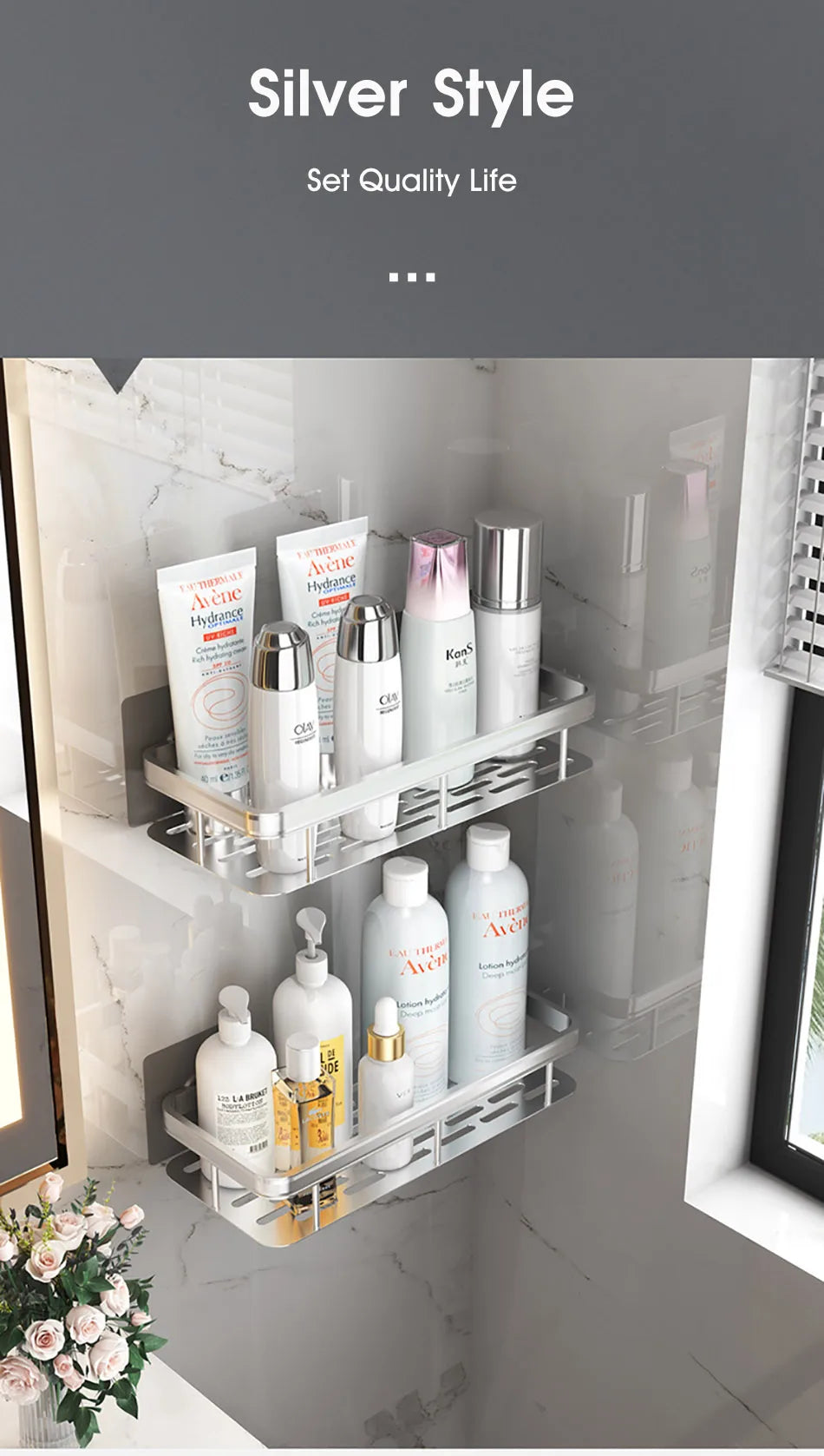 No Drill Wall Mount Bathroom Corner Shelf - Ongo24