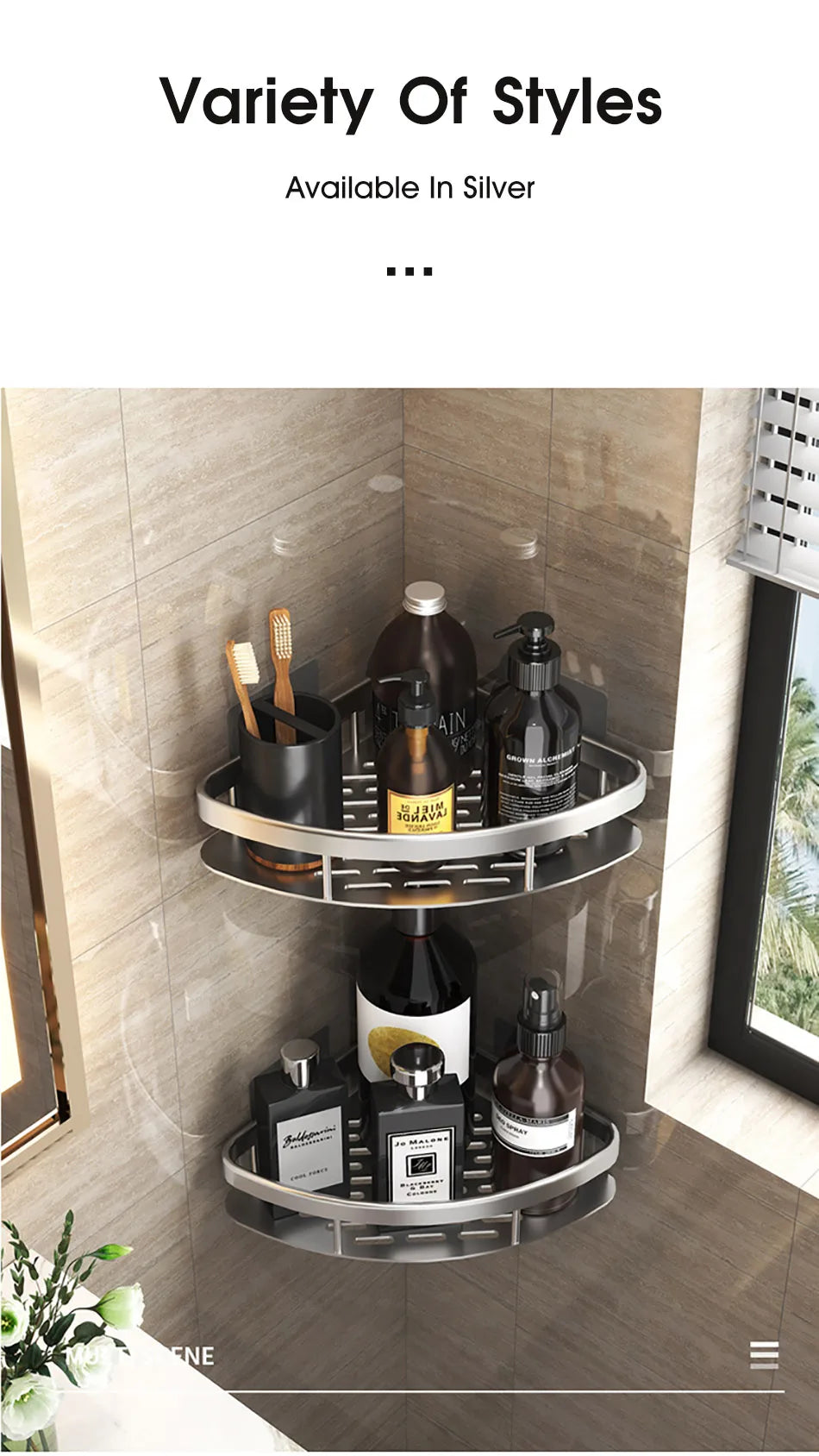No Drill Wall Mount Bathroom Corner Shelf - Ongo24