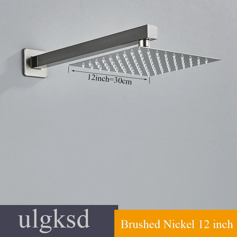 Brass Shower Head 8/10/12inch Faucet Concealed In-wall Installation Shower System Rainfall Bathroom Faucets Hot&Cold Mixer Crane - Ongo24
