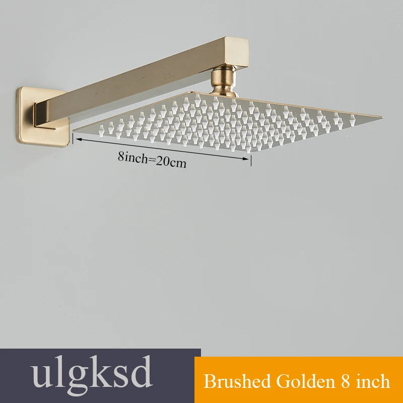 Brass Shower Head 8/10/12inch Faucet Concealed In-wall Installation Shower System Rainfall Bathroom Faucets Hot&Cold Mixer Crane - Ongo24