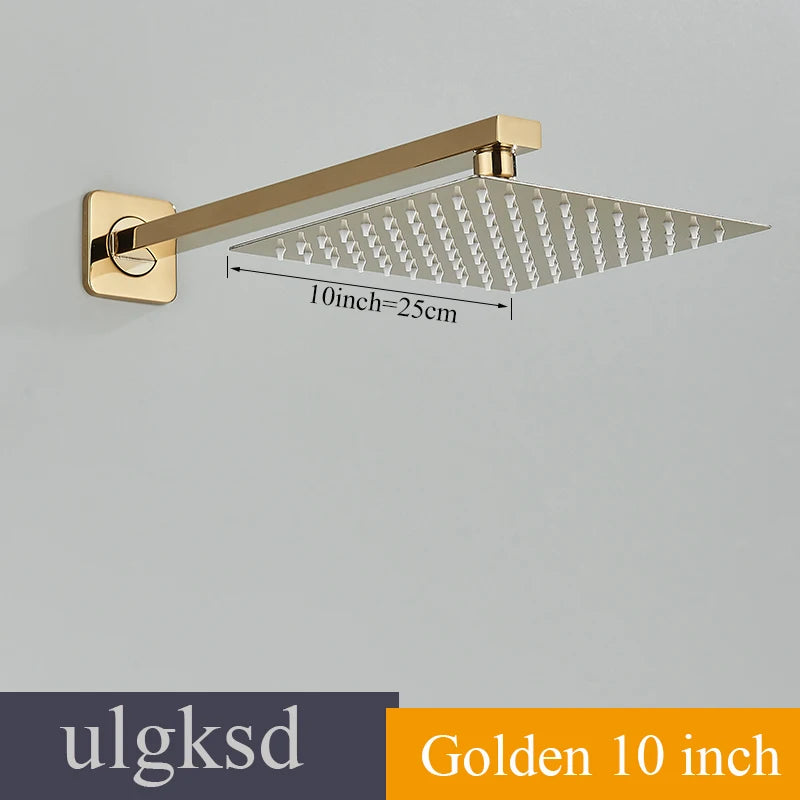 Brass Shower Head 8/10/12inch Faucet Concealed In-wall Installation Shower System Rainfall Bathroom Faucets Hot&Cold Mixer Crane - Ongo24