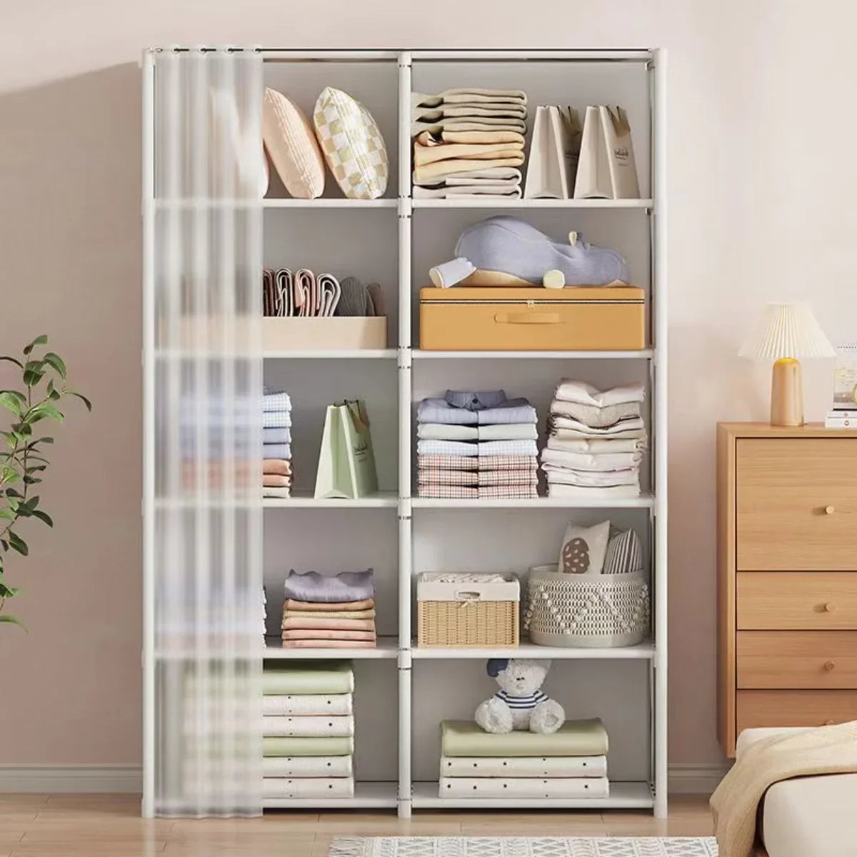 6/5 Layers Dustproof Wardrobe Storage Cabinet Bookshelf - Ongo24