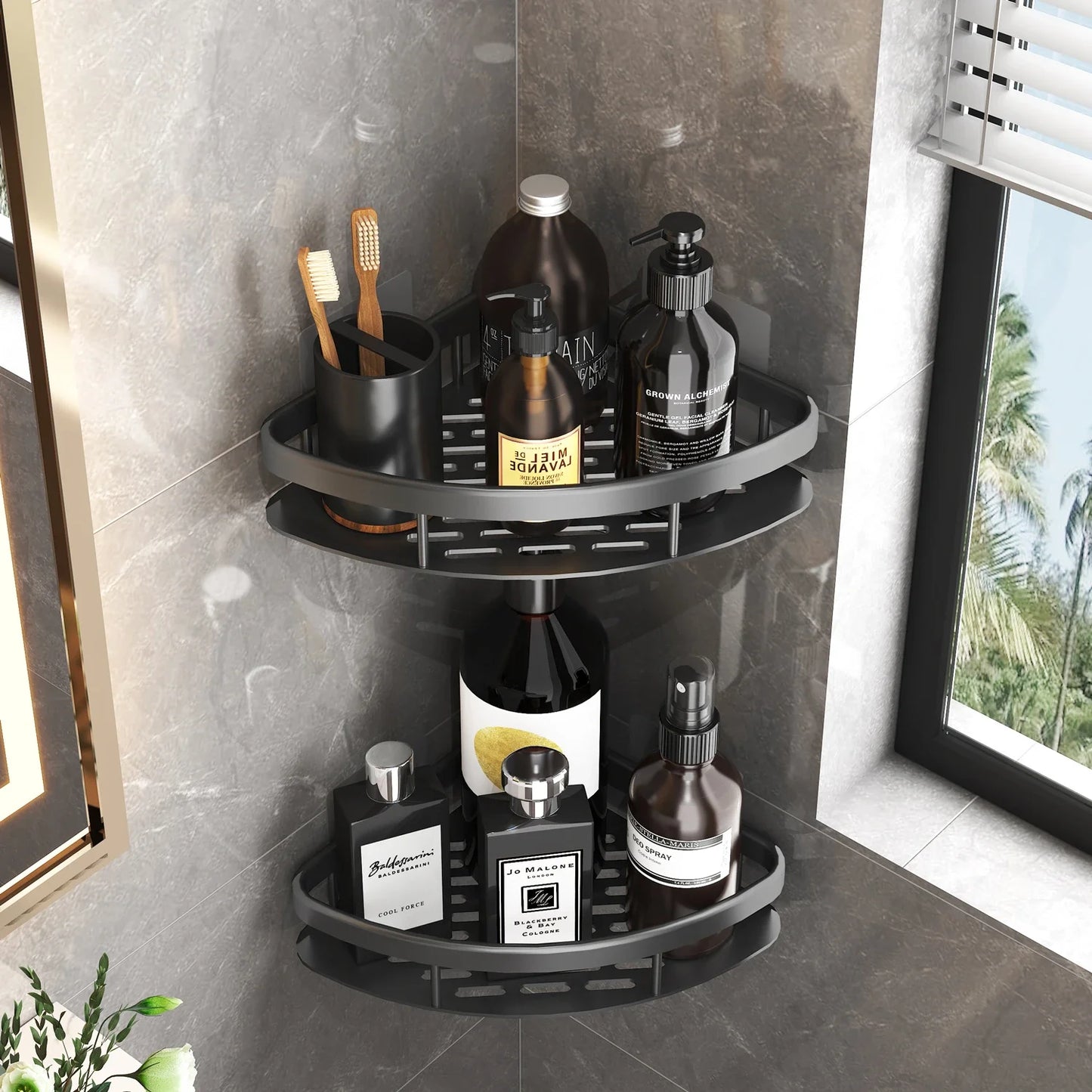 No Drill Wall Mount Bathroom Corner Shelf - Ongo24