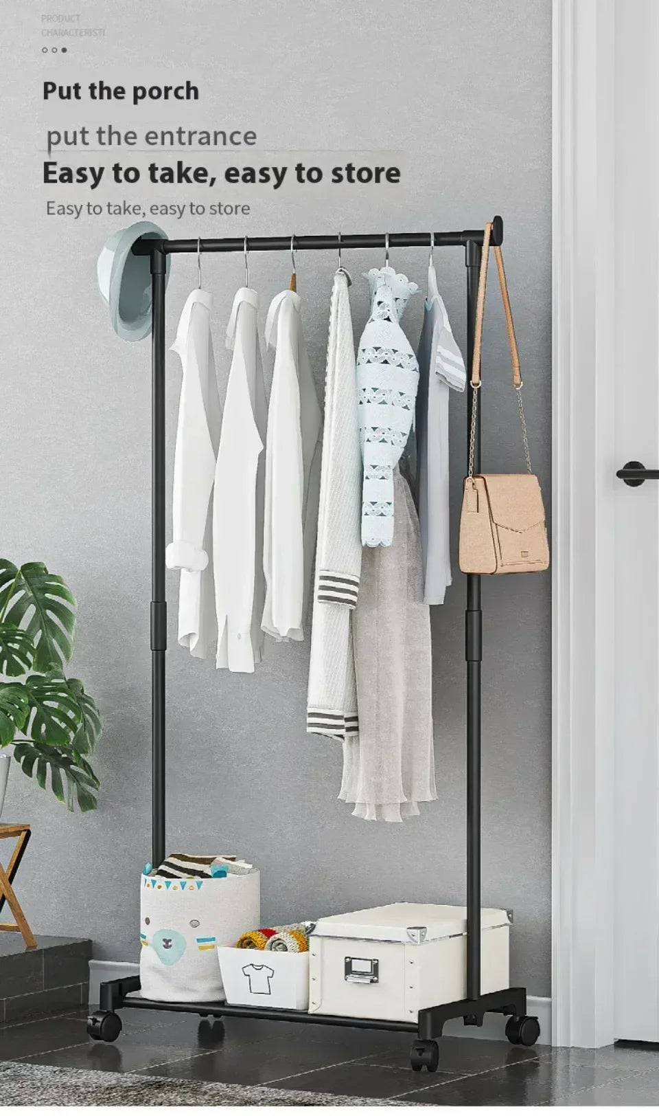 Movable Double Clothes Rack