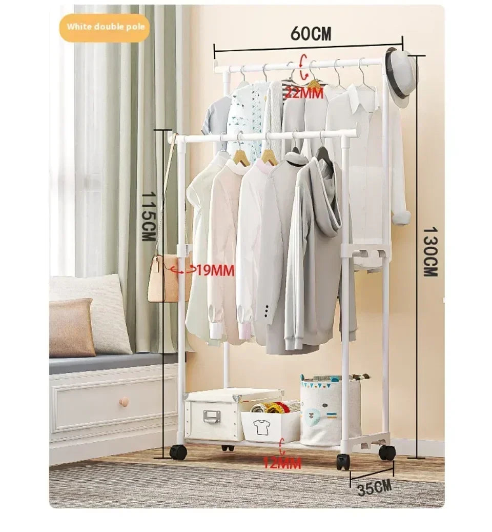 Movable Double Clothes Rack