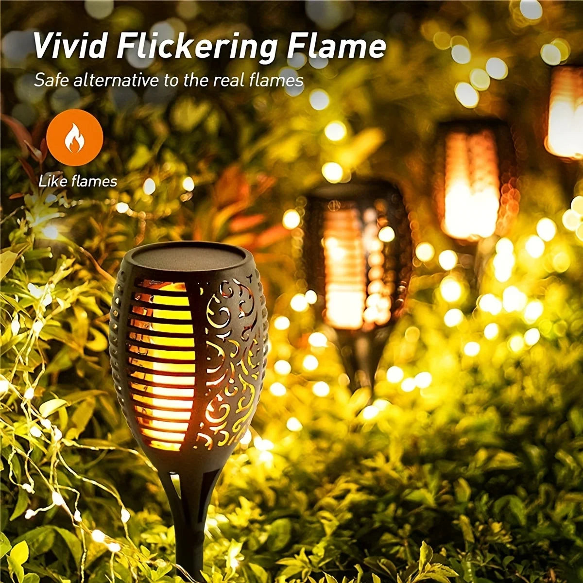 12LED Solar Flame Torch Light