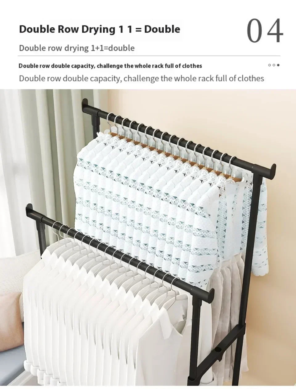 Movable Double Clothes Rack