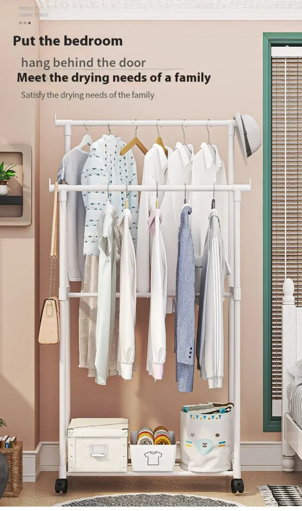 Movable Double Clothes Rack