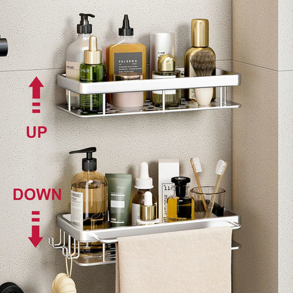 No Drill Wall Mounted Bathroom Shelf