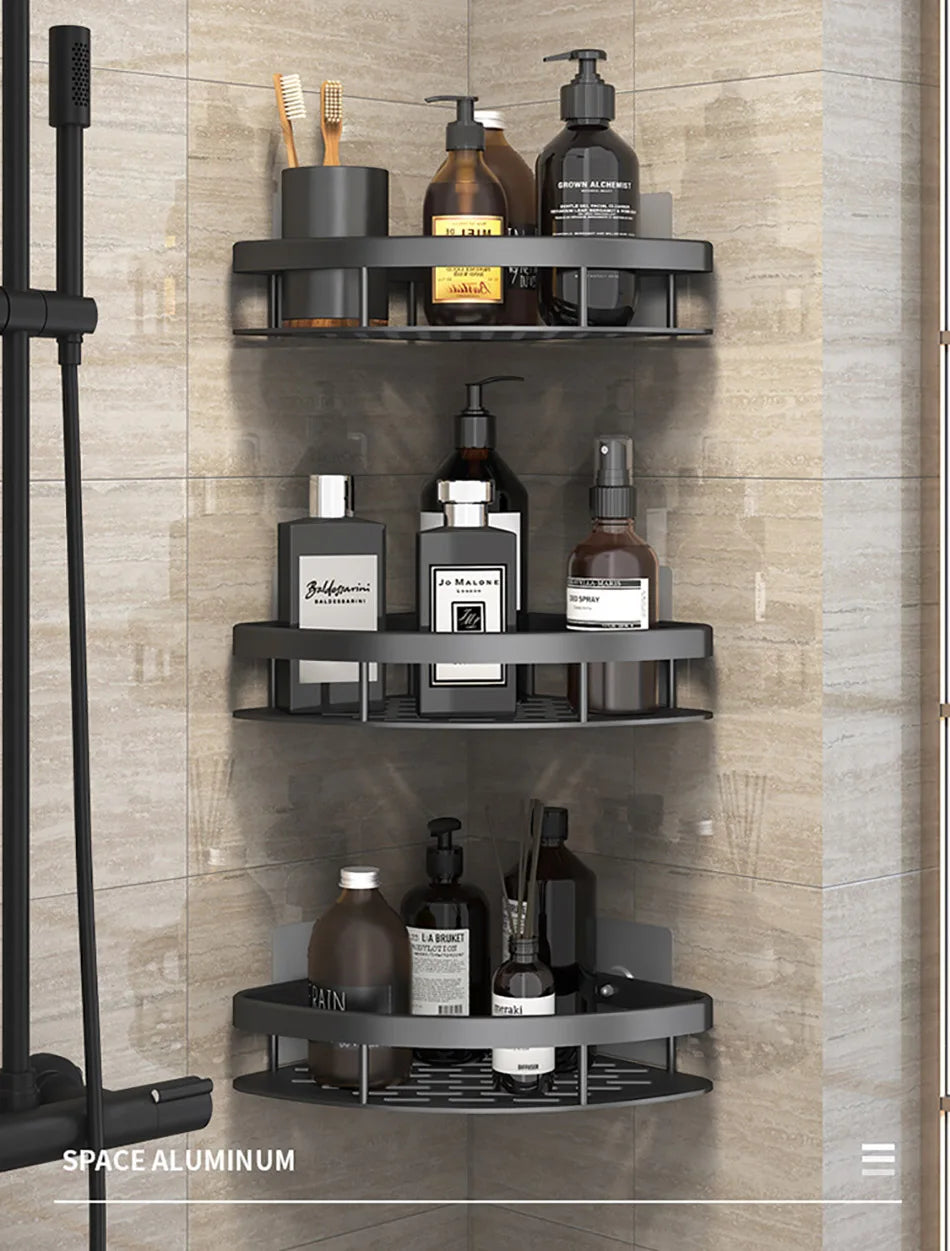 No Drill Wall Mount Bathroom Corner Shelf