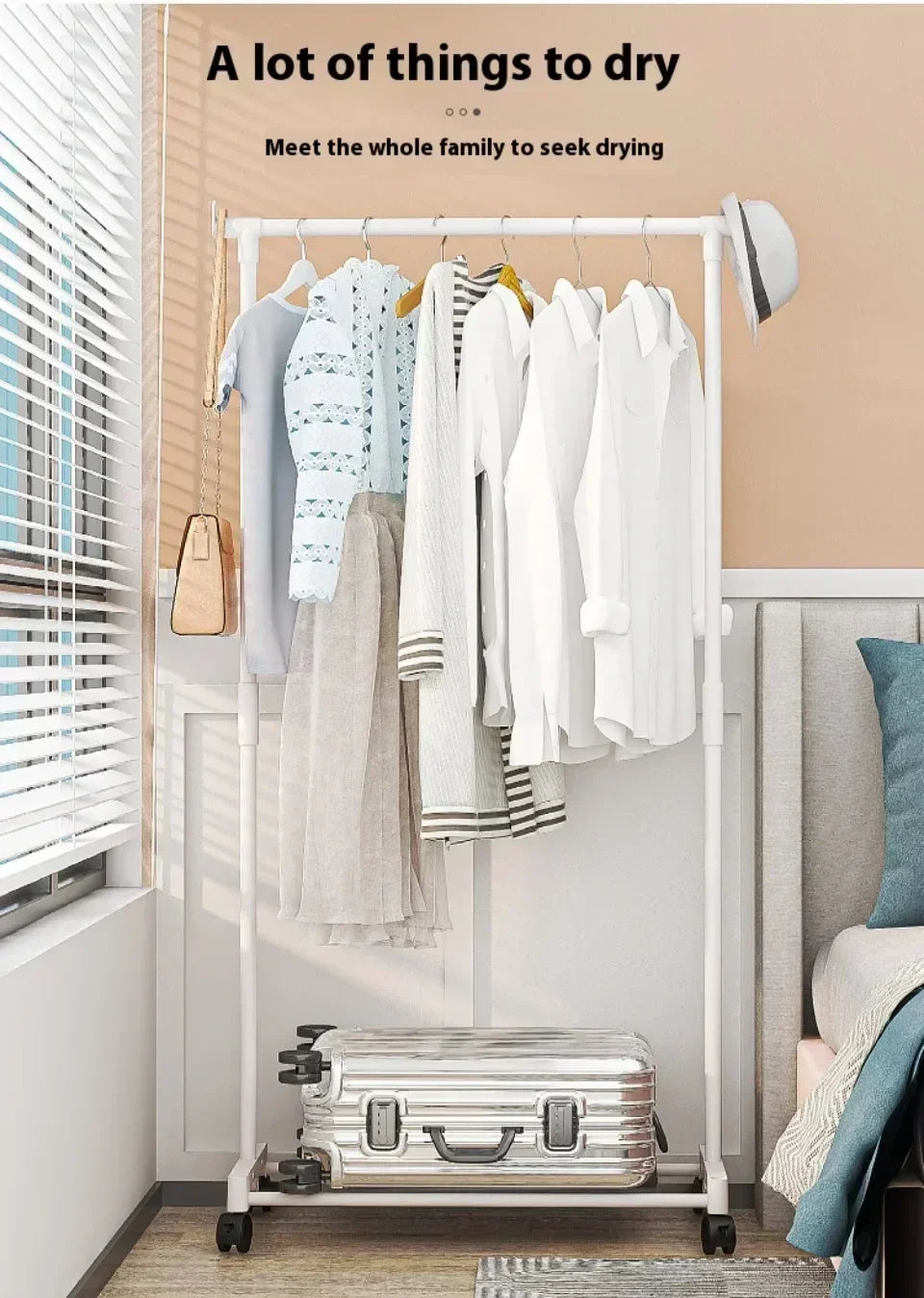 Movable Double Clothes Rack