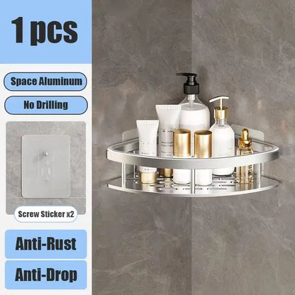 No Drill Wall Mounted Bathroom Shelf