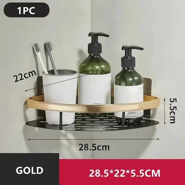 No Drill Wall Mounted Bathroom Shelf