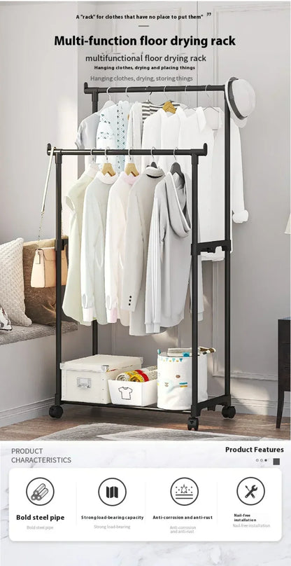 Movable Double Clothes Rack