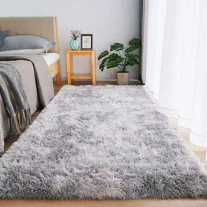 Gray Plush Carpet Soft Velvet Anti-Slip Rug