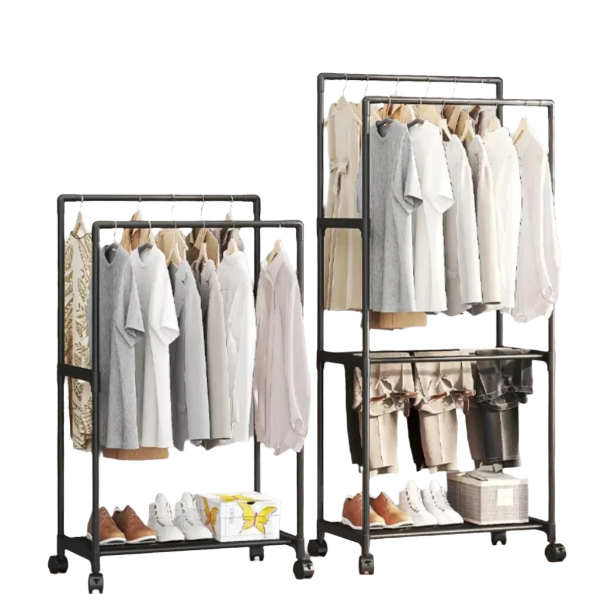 Movable Double Clothes Rack