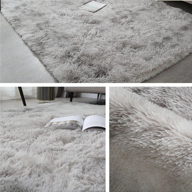 Gray Plush Carpet Soft Velvet Anti-Slip Rug