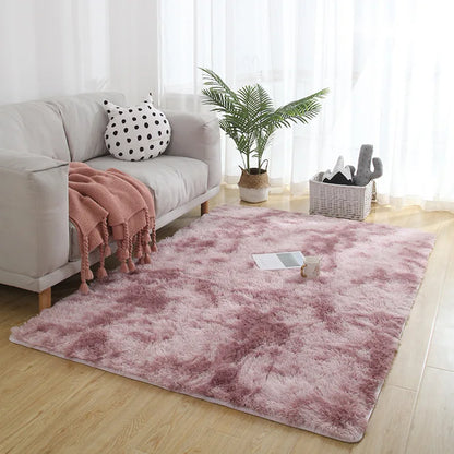 Gray Plush Carpet Soft Velvet Anti-Slip Rug