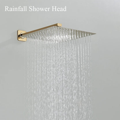 Brass Shower Head 8/10/12inch Faucet Concealed In-wall Installation Shower System Rainfall Bathroom Faucets Hot&Cold Mixer Crane - Ongo24