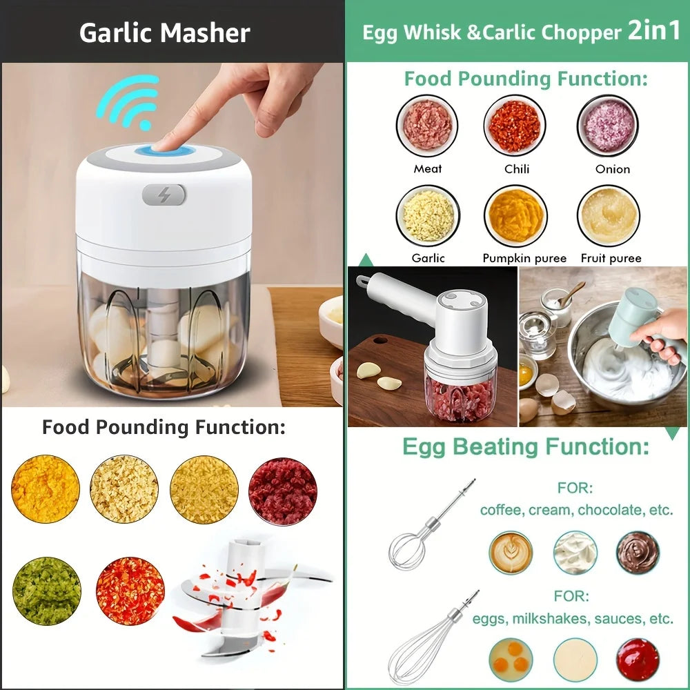 Electric Food Chopper Mini Garlic Masher