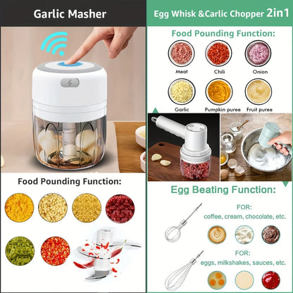 Electric Food Chopper Mini Garlic Masher