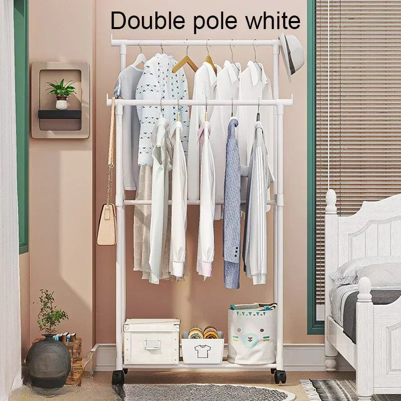 Movable Double Clothes Rack