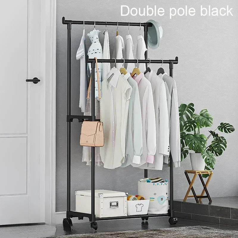 Movable Double Clothes Rack