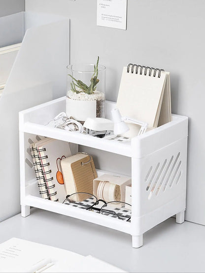 1PC PP Desktop Double Layer Storage Rack