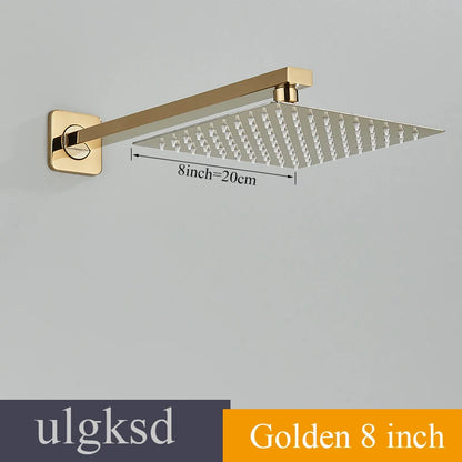 Brass Shower Head 8/10/12inch Faucet Concealed In-wall Installation Shower System Rainfall Bathroom Faucets Hot&Cold Mixer Crane - Ongo24