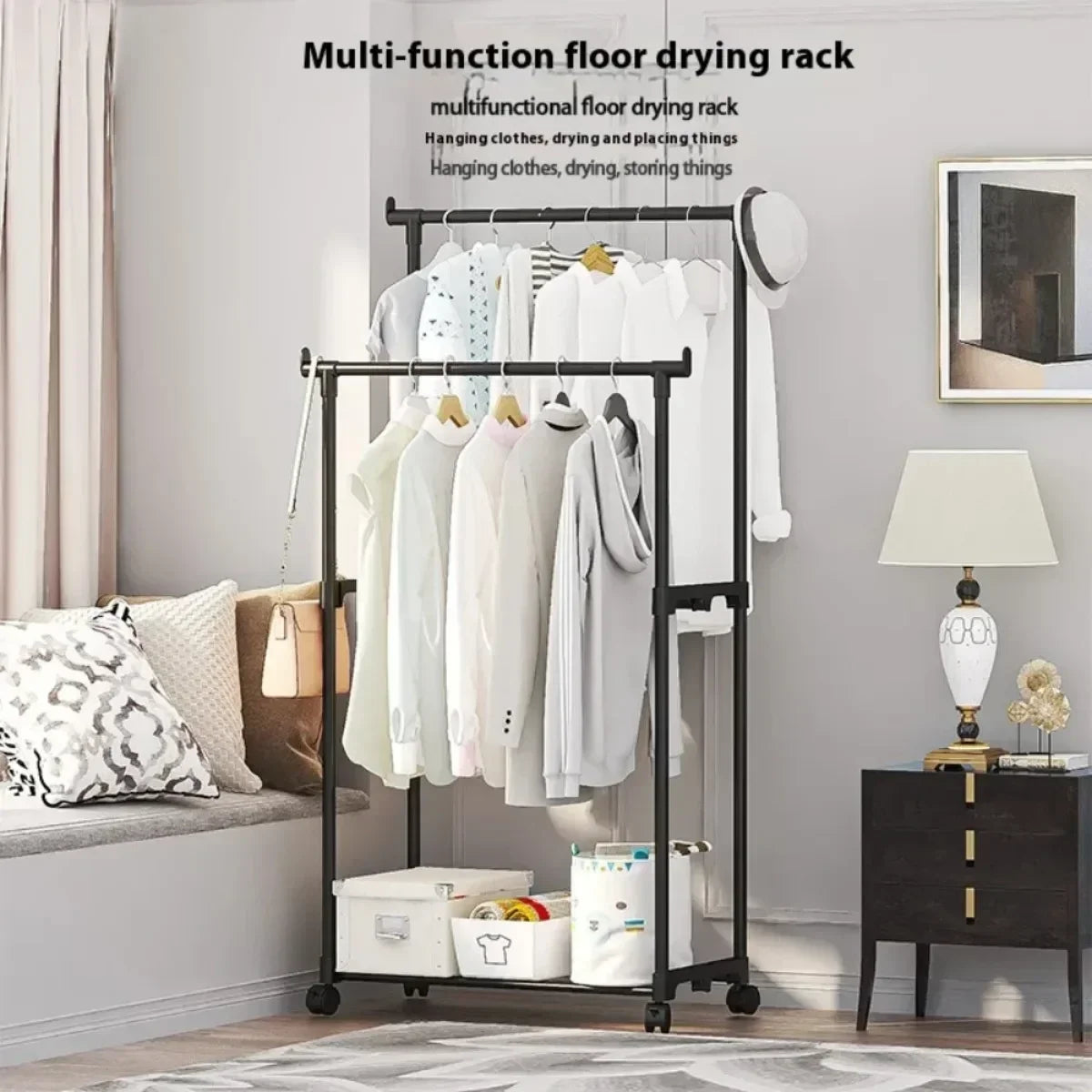 Movable Double Clothes Rack