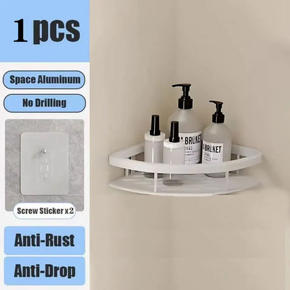 No Drill Wall Mounted Bathroom Shelf