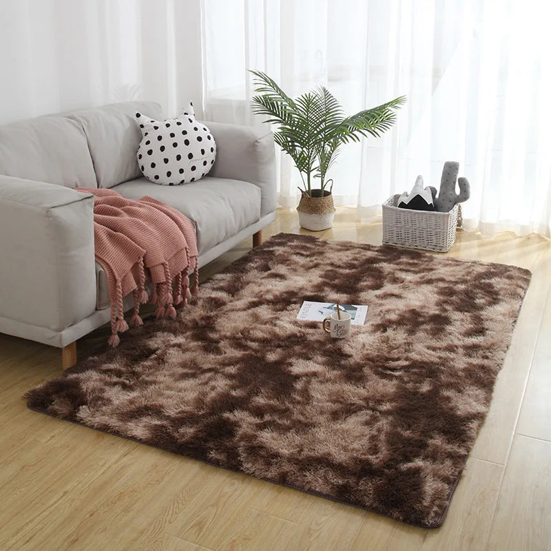 Gray Plush Carpet Soft Velvet Anti-Slip Rug