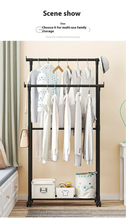 Movable Double Clothes Rack