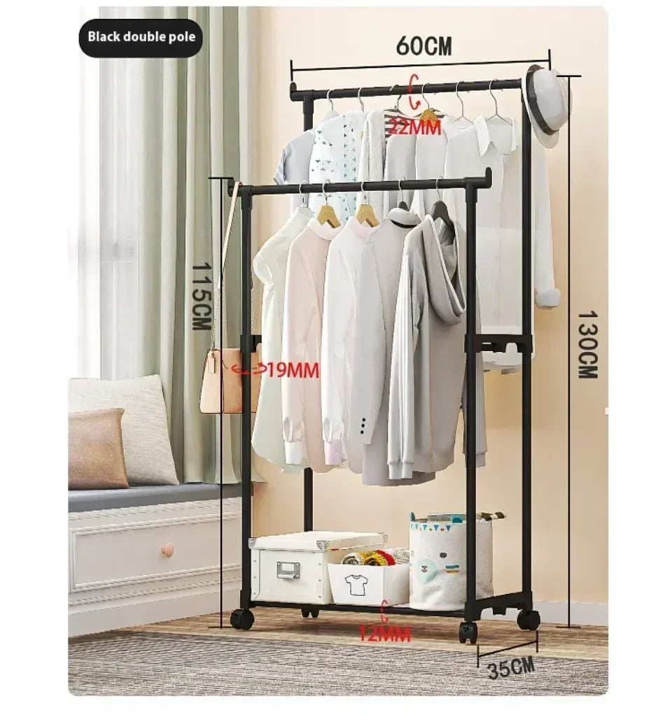 Movable Double Clothes Rack