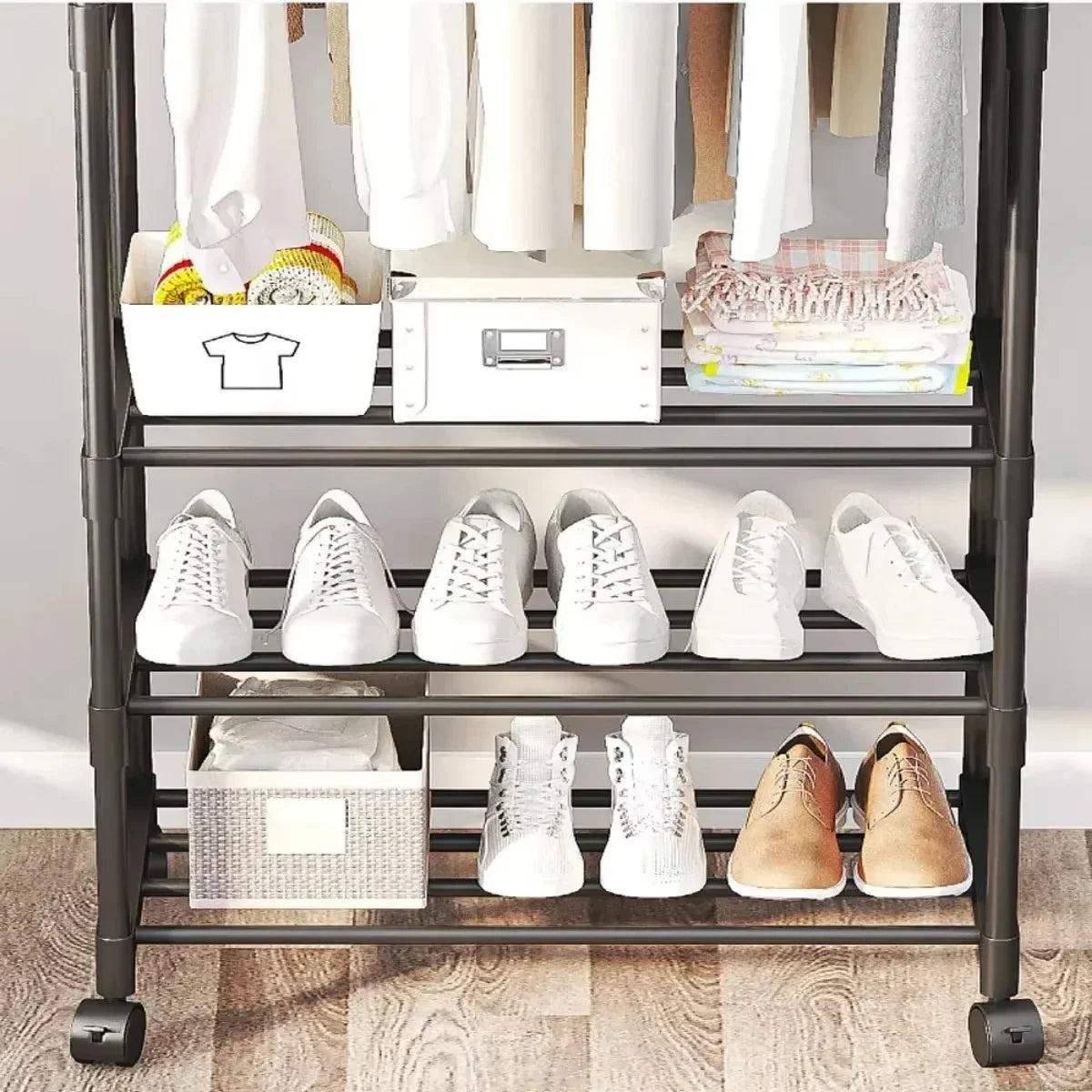 Movable Double Clothes Rack