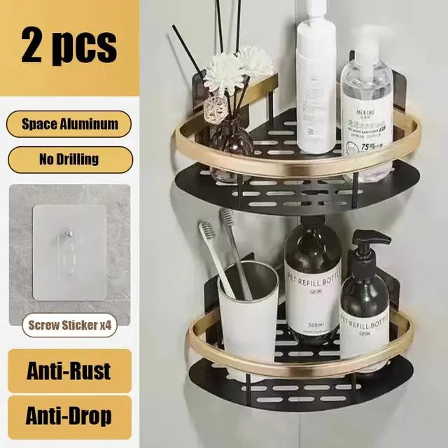 No Drill Wall Mounted Bathroom Shelf