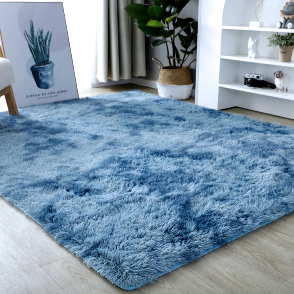 Gray Plush Carpet Soft Velvet Anti-Slip Rug