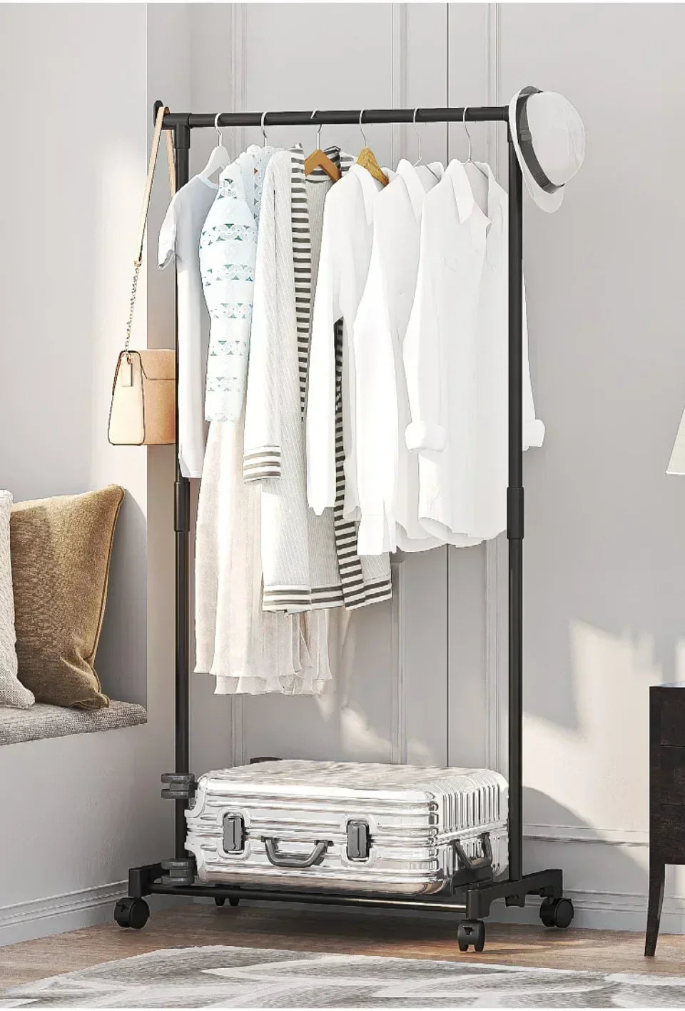 Movable Double Clothes Rack