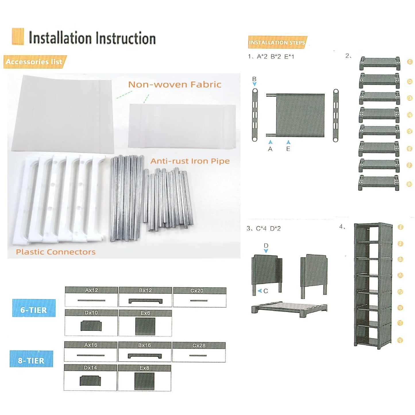 Space-Saving 6/8 Layers Shoe Rack